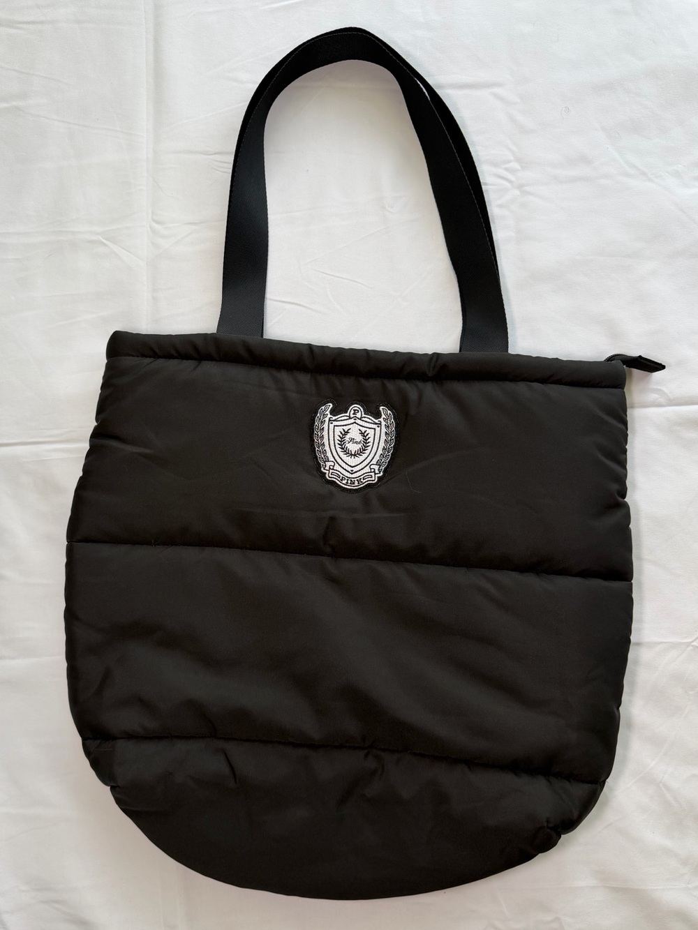 PINK Victoria's Secret Black Quilted Crest Tote